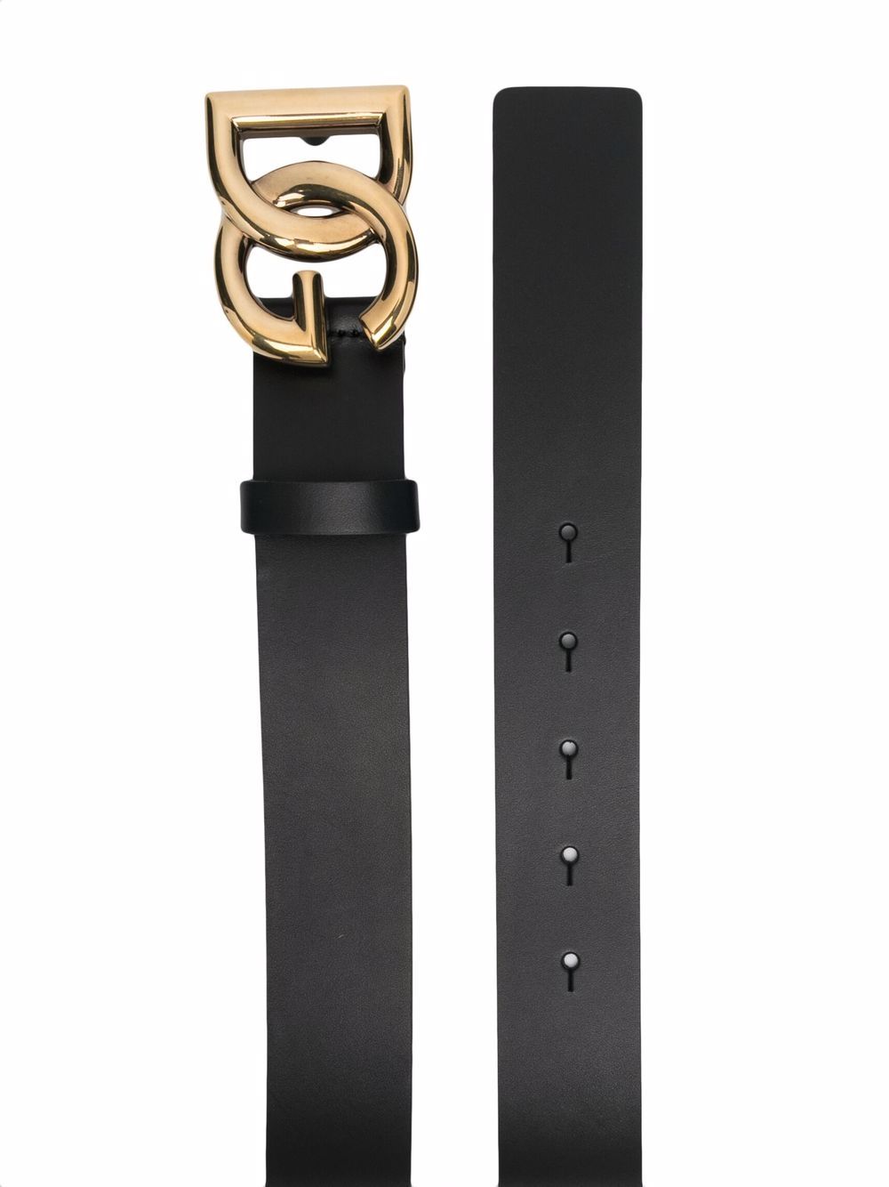 LUX LEATHER BELT WITH CROSSOVER DG LOGO BUCKLE