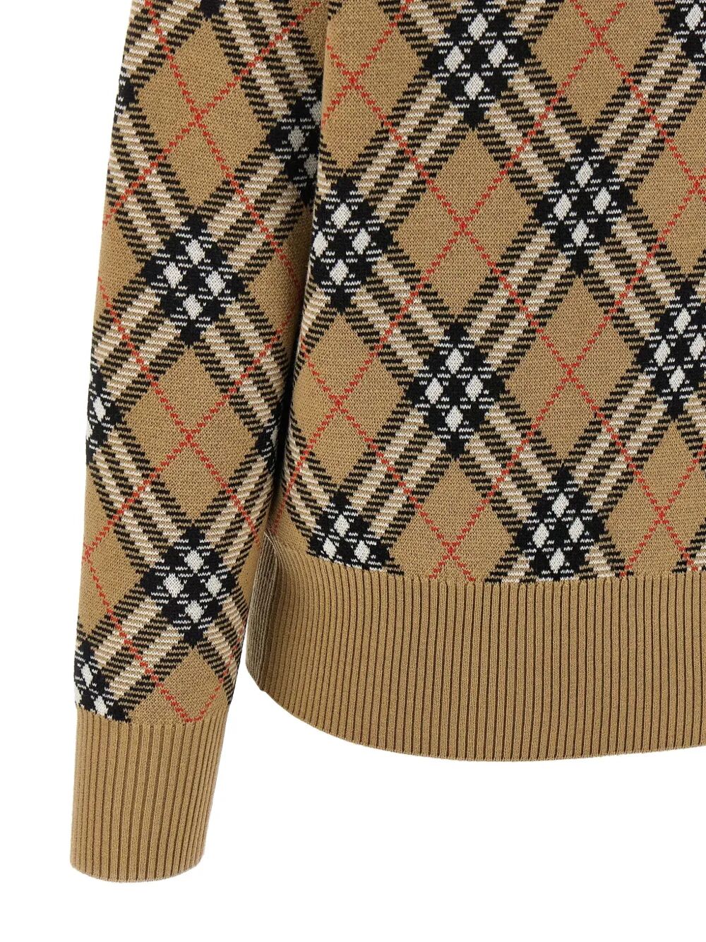 CHECK-PATTERN WOOL SWEATER