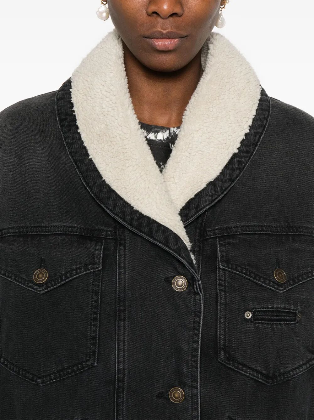 PIMIA DENIM AND FAUX FUR JACKET