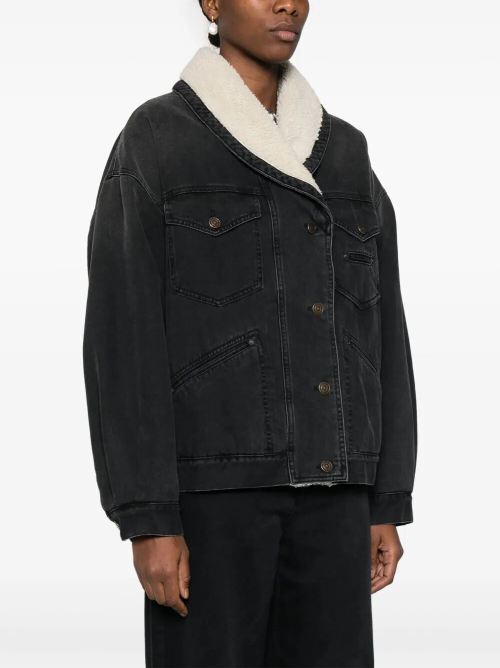 PIMIA DENIM AND FAUX FUR JACKET