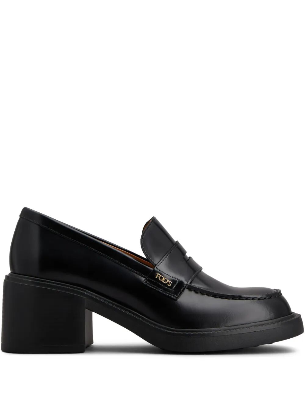 LEATHER HEELED PENNY LOAFERS