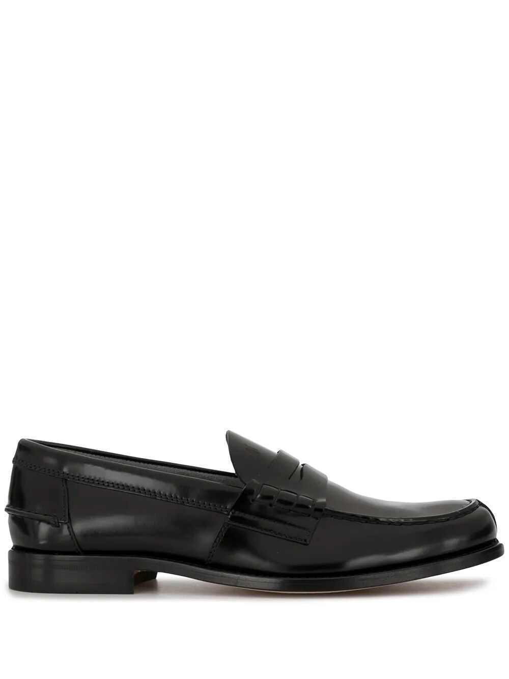 SEMI-SHINY LEATHER PENNY LOAFERS
