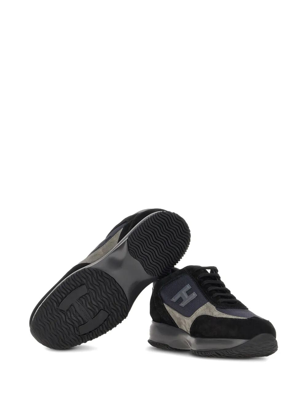 SUEDE AND SMOOTH LEATHER INTERACTIVE SNEAKERS WITH TECHNICAL FABRIC INSERTS