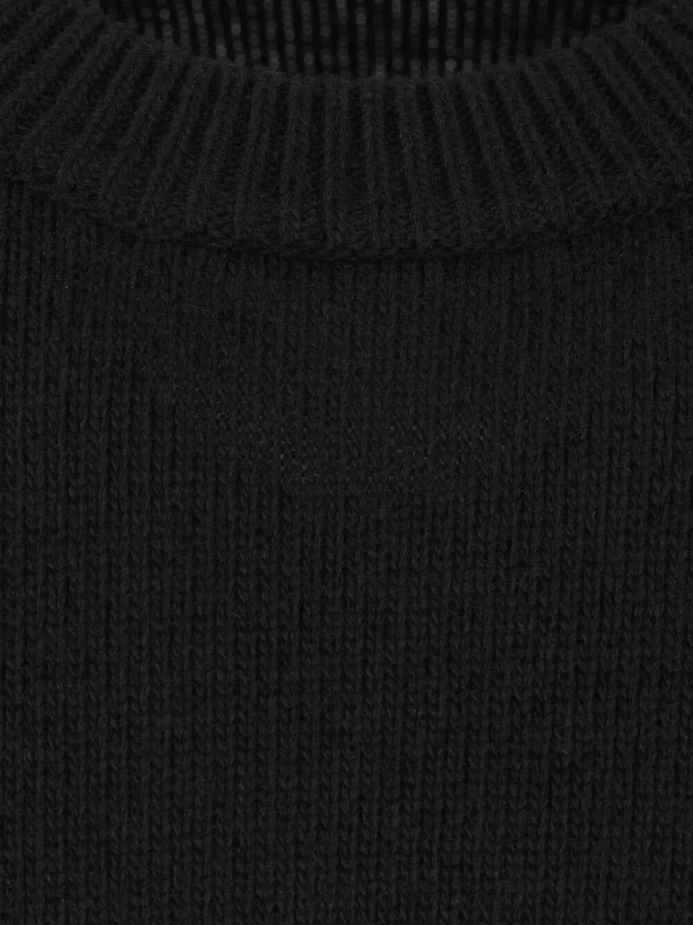 CREW NECK WOOL SWEATER WITH REVERSE STITCH DETAILS