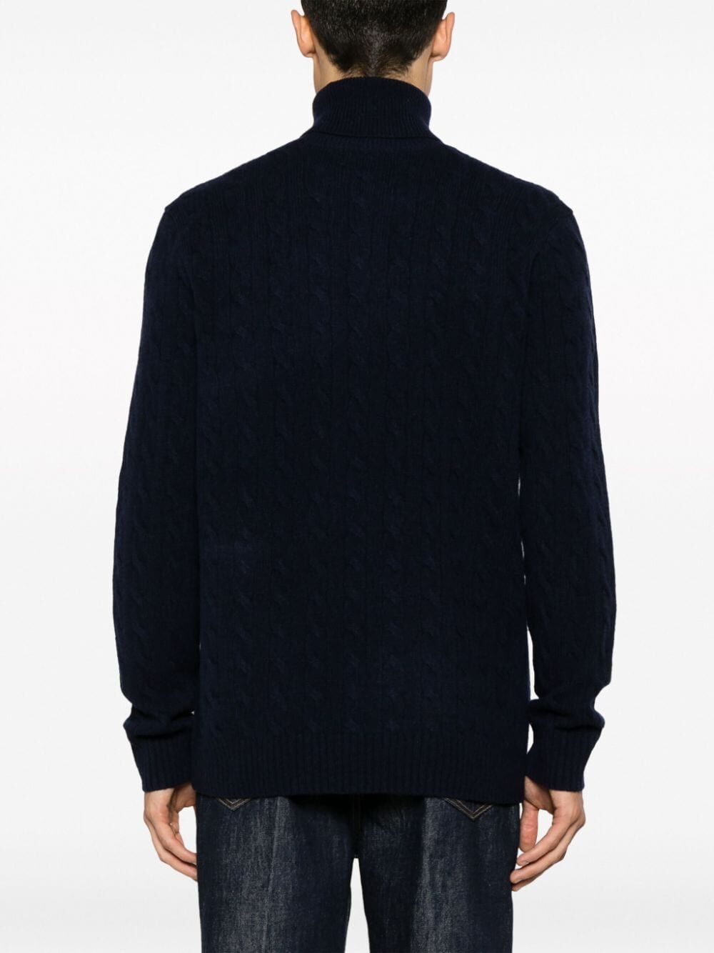 CABLE WOOL-CASHMERE ROLL NECK JUMPER