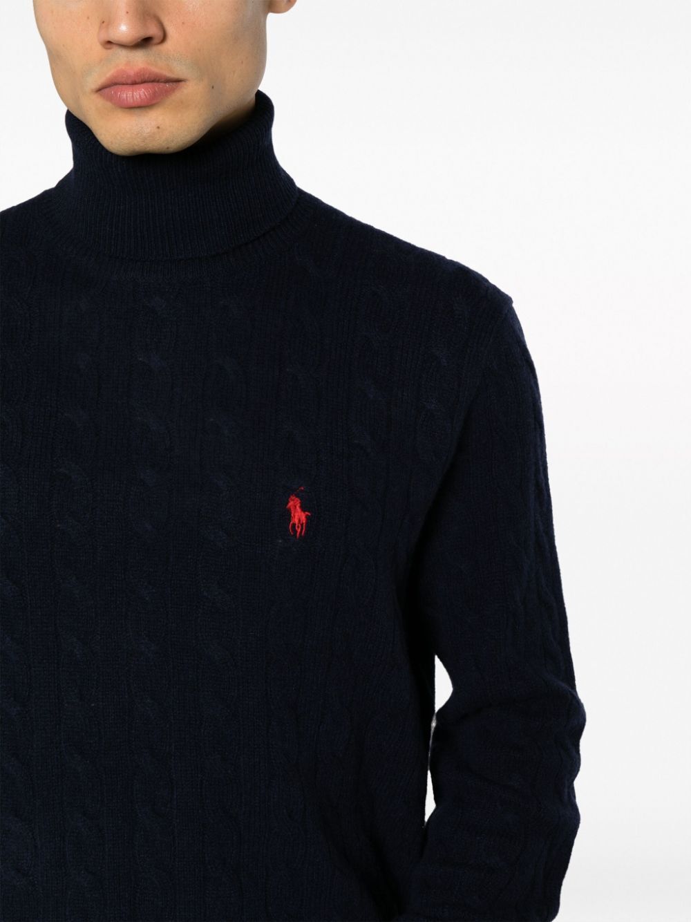 CABLE WOOL-CASHMERE ROLL NECK JUMPER