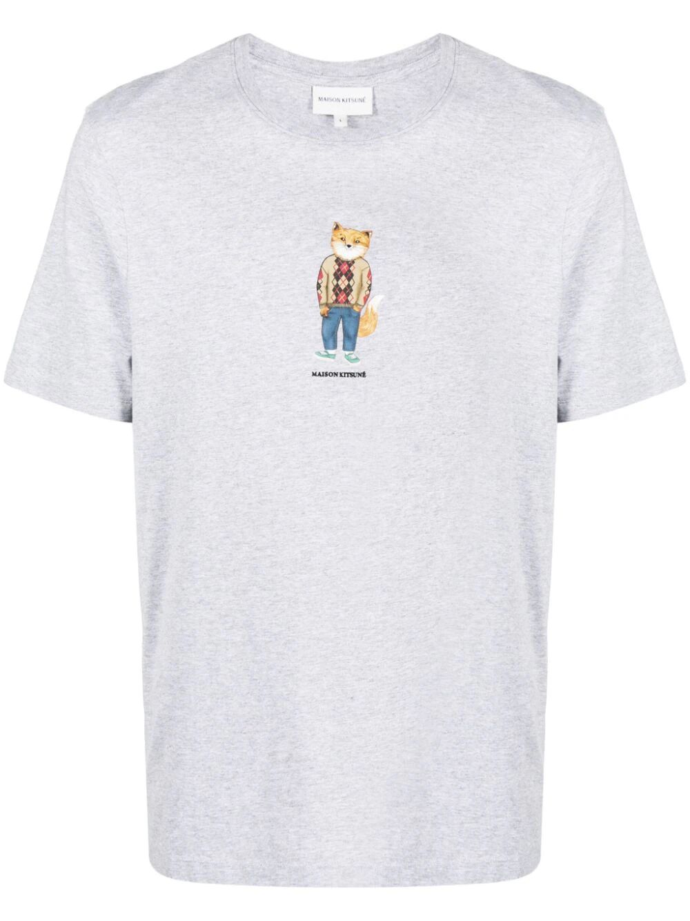 Mélange effect Fox Print T-shirt