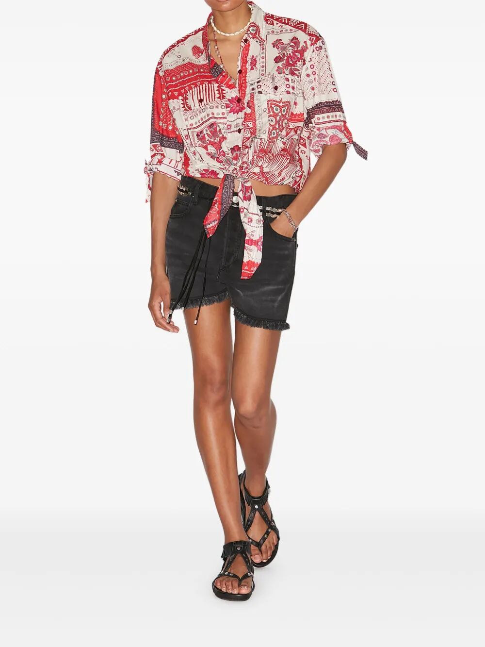 NATH TIED COTTON VOILE SHIRT