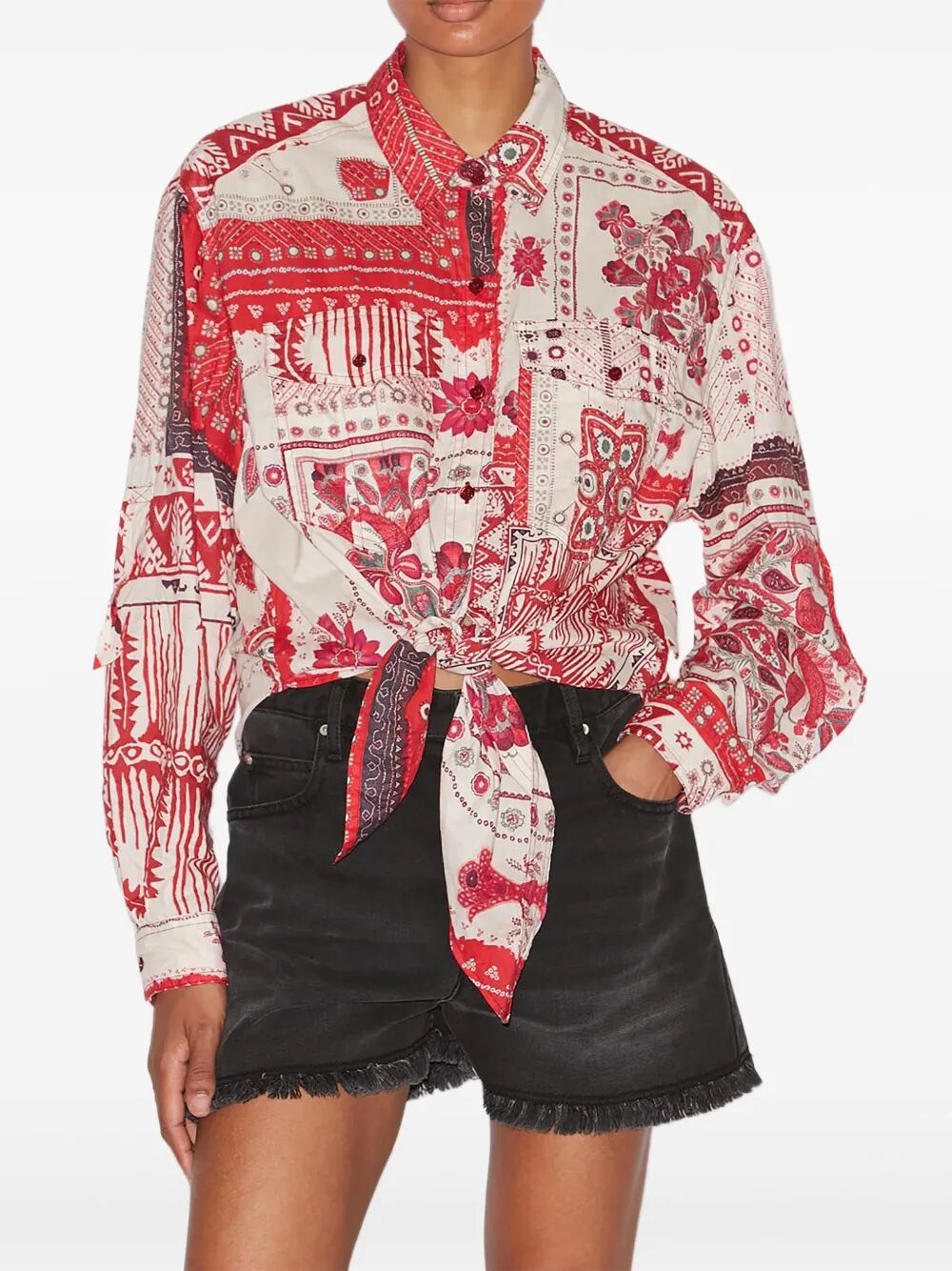 NATH TIED COTTON VOILE SHIRT