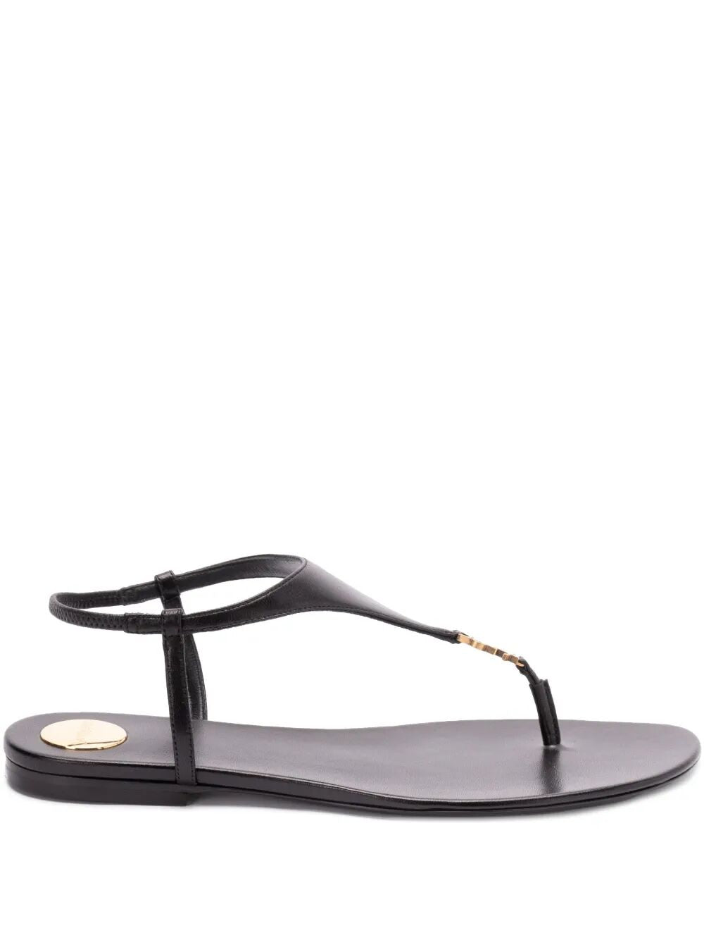 SMOOTH LEATHER CASSANDRA TRIANGULAR UPPER FLAT SANDALS