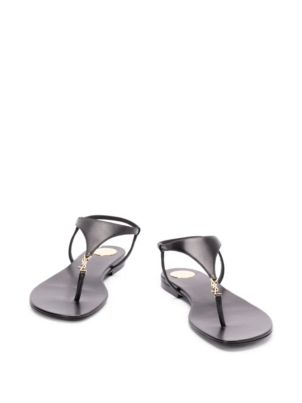 SMOOTH LEATHER CASSANDRA TRIANGULAR UPPER FLAT SANDALS