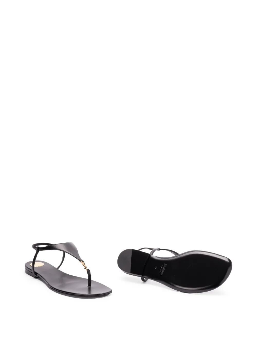 SMOOTH LEATHER CASSANDRA TRIANGULAR UPPER FLAT SANDALS