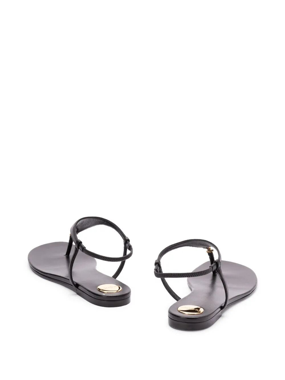 SMOOTH LEATHER CASSANDRA TRIANGULAR UPPER FLAT SANDALS