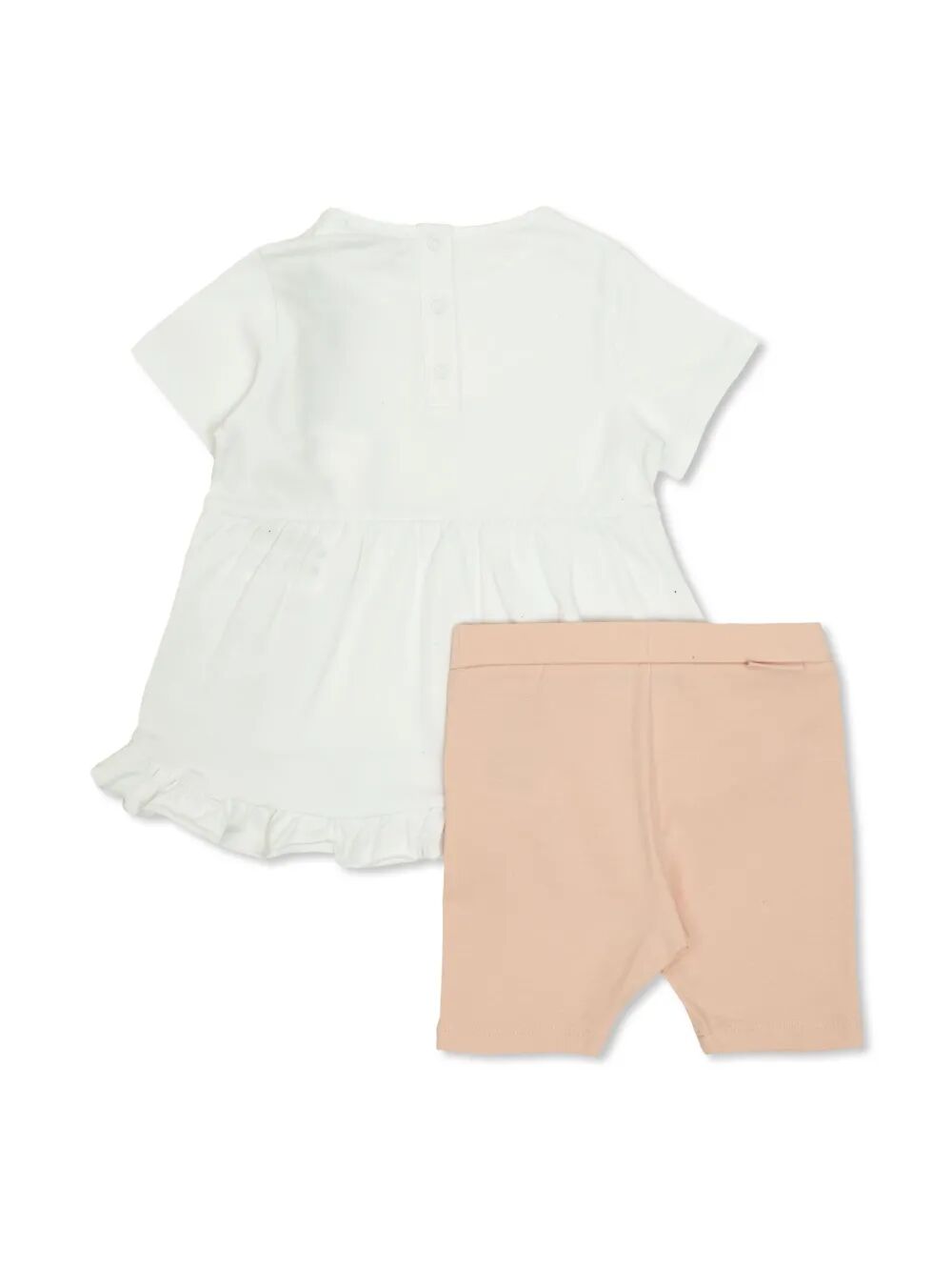 RUFFLE-TRIMMED T-SHIRT AND SHORTS COTTON SET
