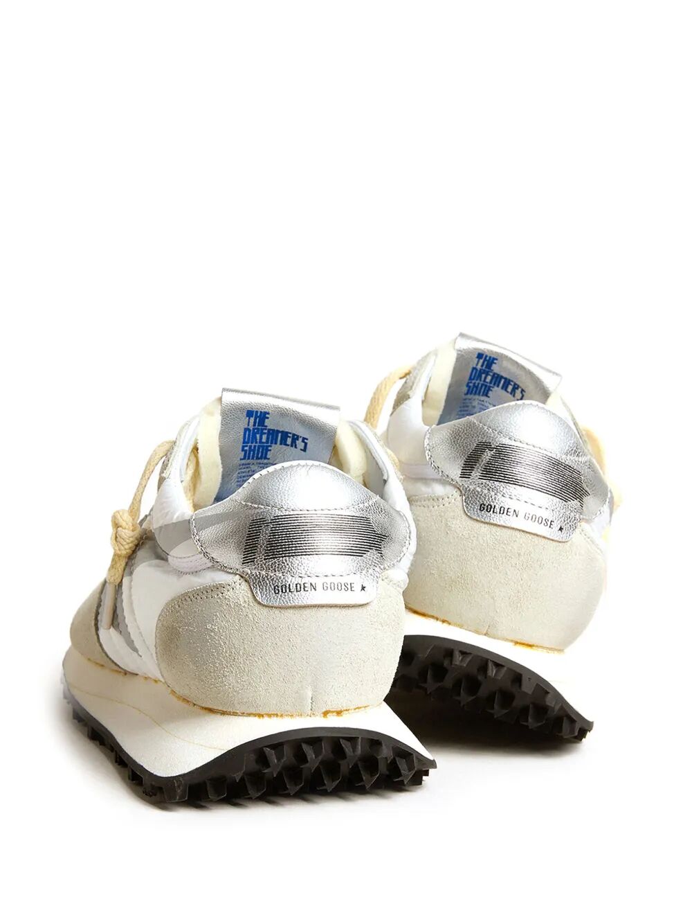MARATHON SNEAKERS IN WHITE NYLON WITH SUEDE INSERTS AND SILVER LEATHER HEEL TAB