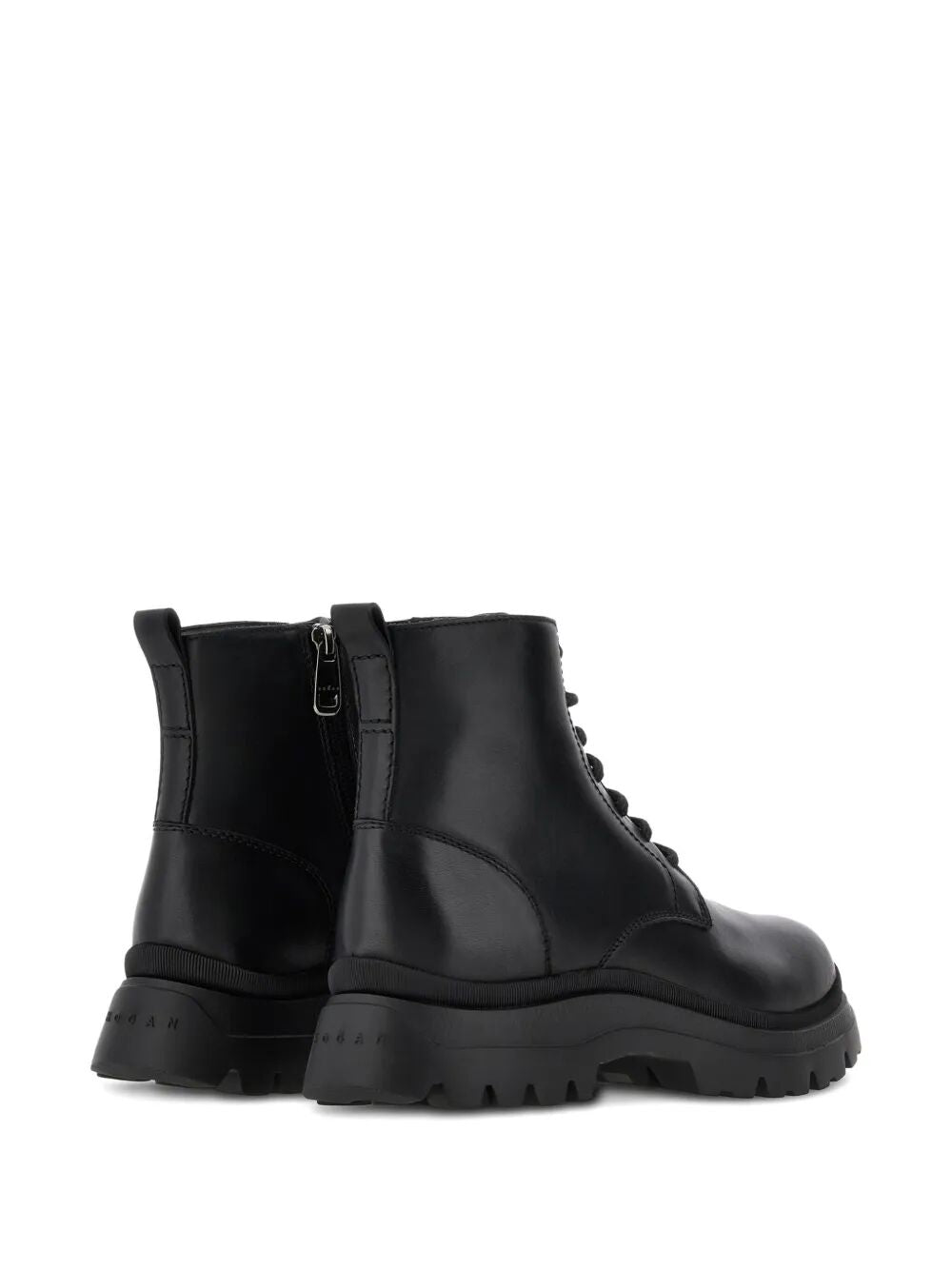 H692 LACE-UP LEATHER BOOTS WITH ZIP