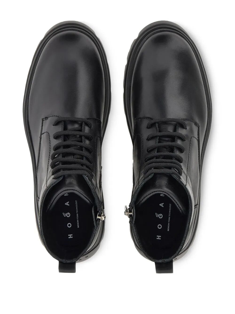 H692 LACE-UP LEATHER BOOTS WITH ZIP