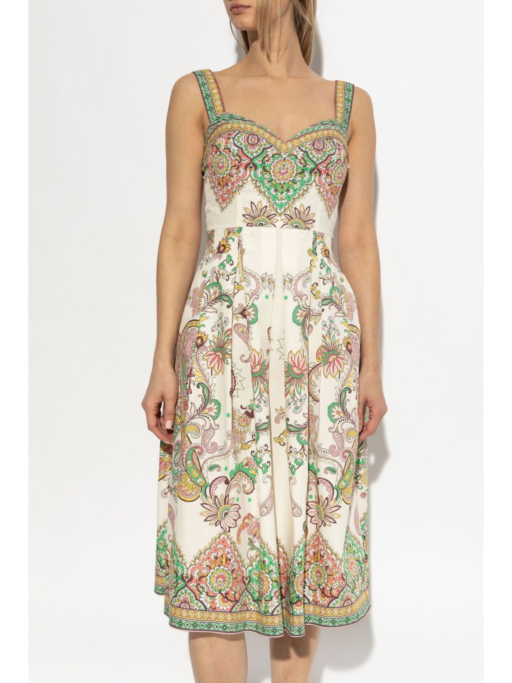SWEETHEART NECK FLORAL PRINT MIDI DRESS