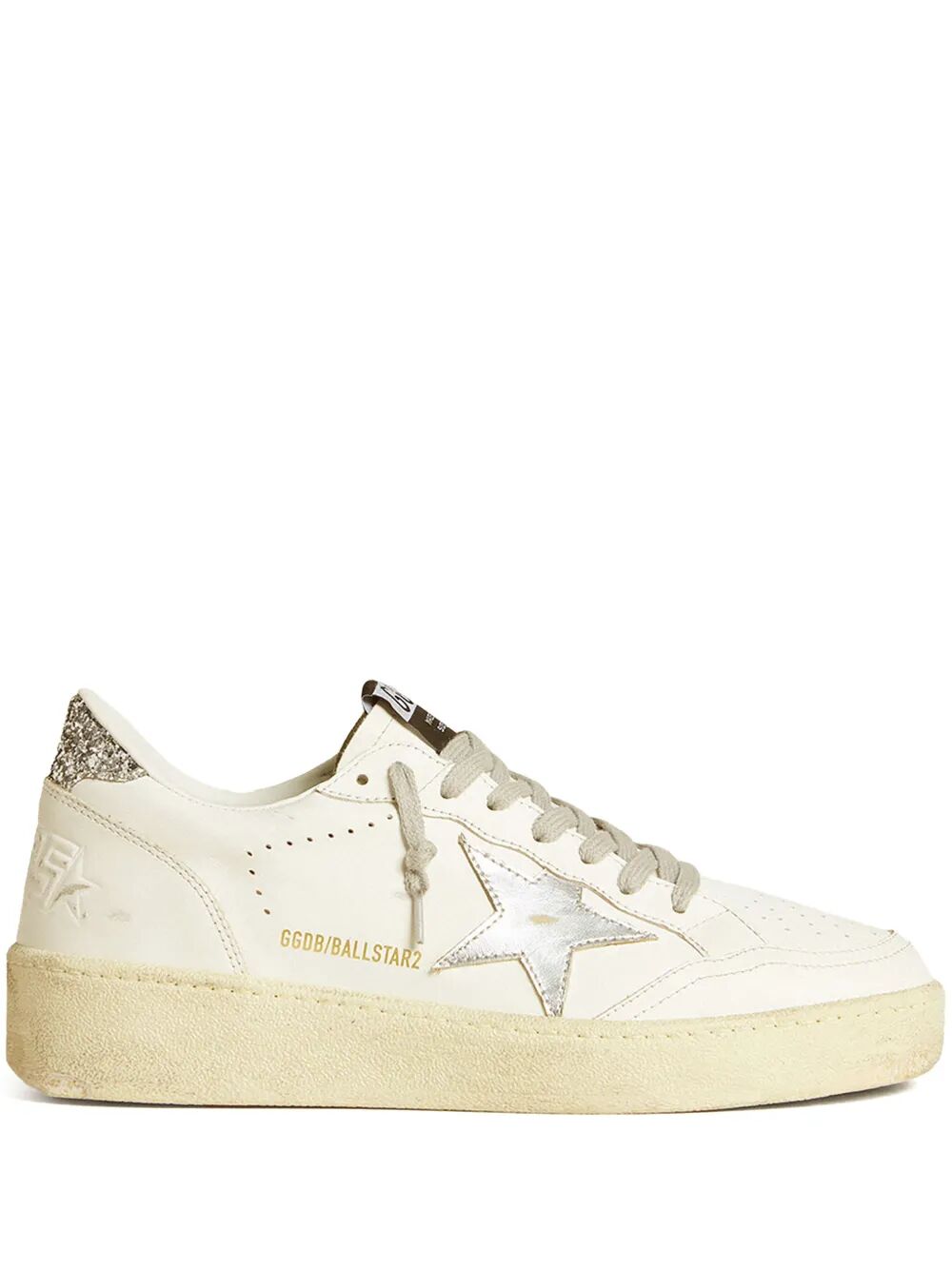 BALL STAR 2 SNEAKERS WITH SILVER LEATHER STAR AND SILVER GLITTER HEEL TAB