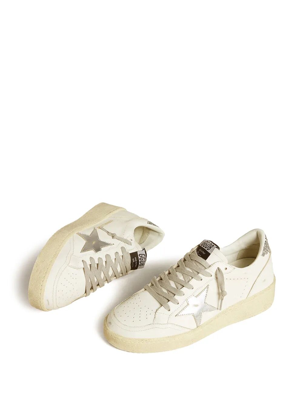 BALL STAR 2 SNEAKERS WITH SILVER LEATHER STAR AND SILVER GLITTER HEEL TAB