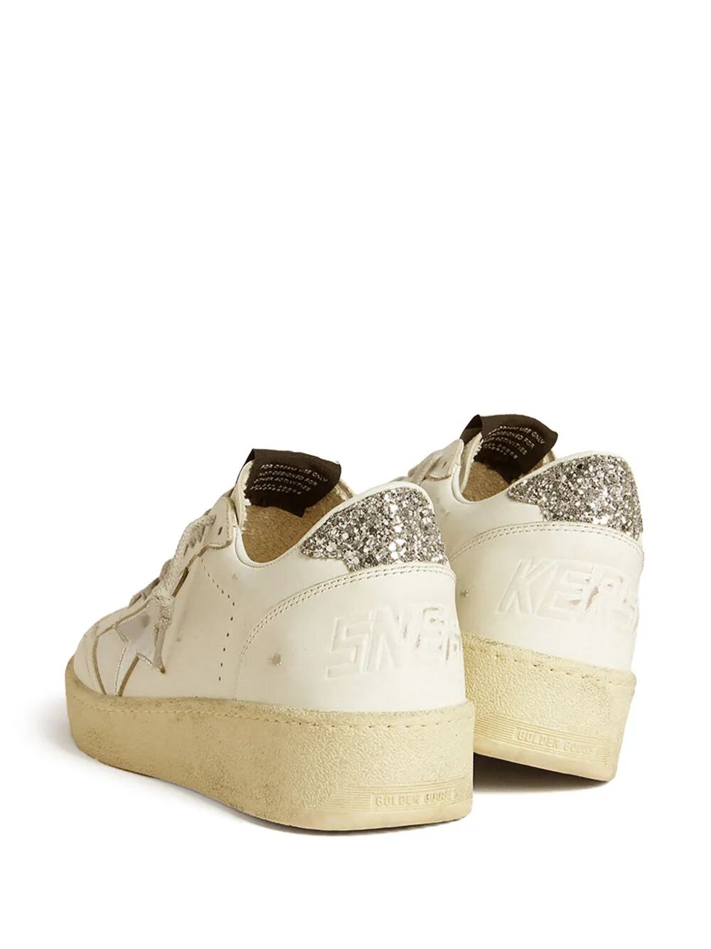 BALL STAR 2 SNEAKERS WITH SILVER LEATHER STAR AND SILVER GLITTER HEEL TAB