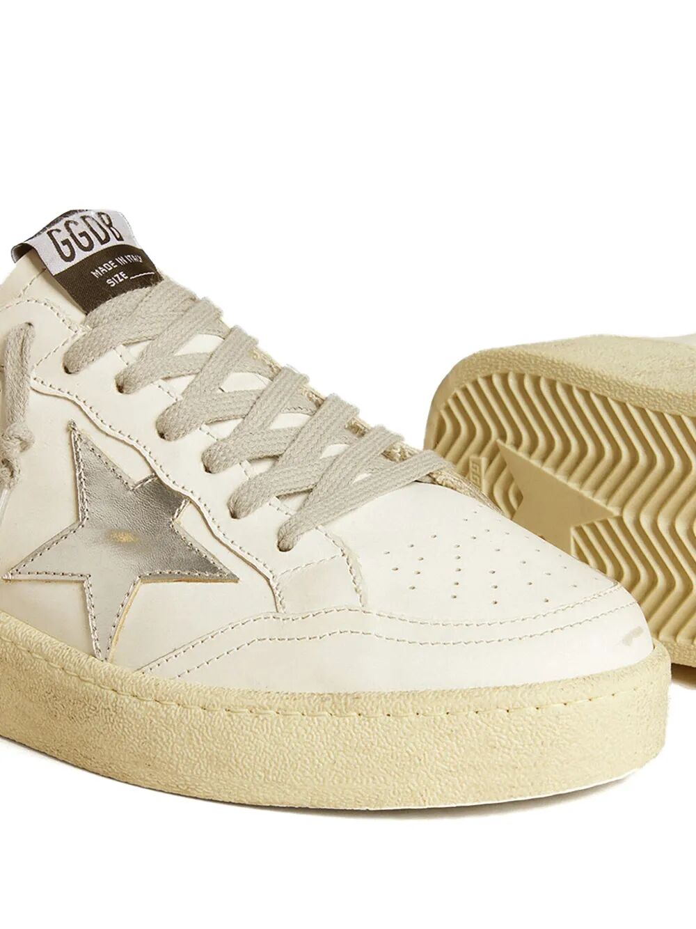 BALL STAR 2 SNEAKERS WITH SILVER LEATHER STAR AND SILVER GLITTER HEEL TAB