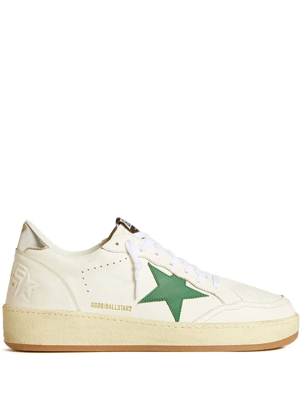 BALL STAR 2 SNEAKERS WITH GREEN LEATHER STAR AND METALLIC LEATHER HEEL TAB
