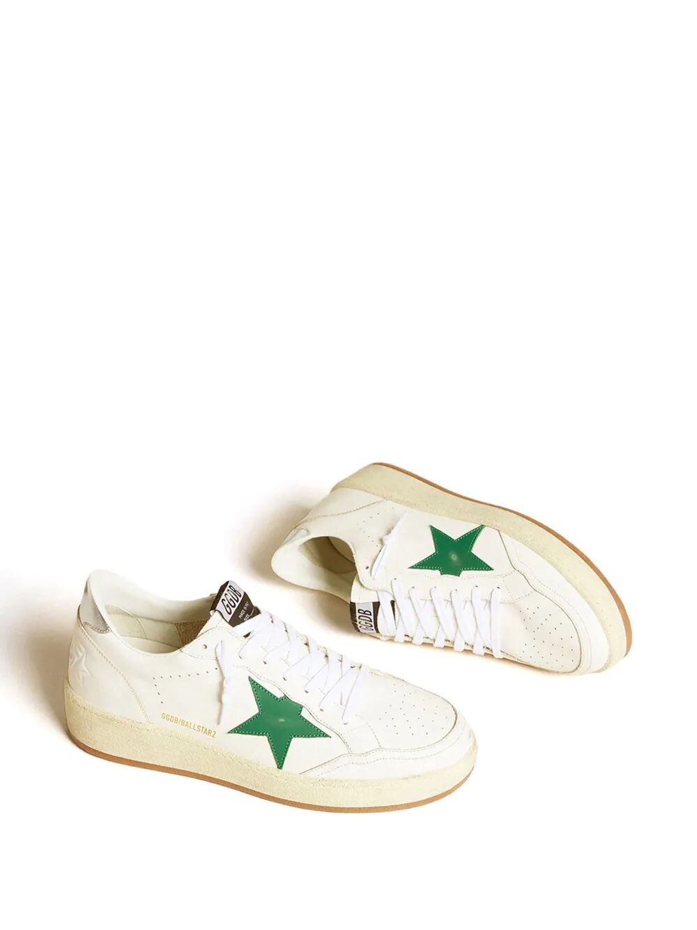 BALL STAR 2 SNEAKERS WITH GREEN LEATHER STAR AND METALLIC LEATHER HEEL TAB