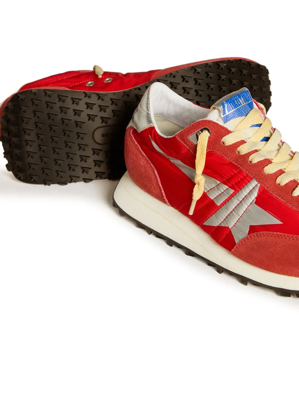 MARATHON SNEAKERS WITH RED NYLON UPPER AND SILVER STAR
