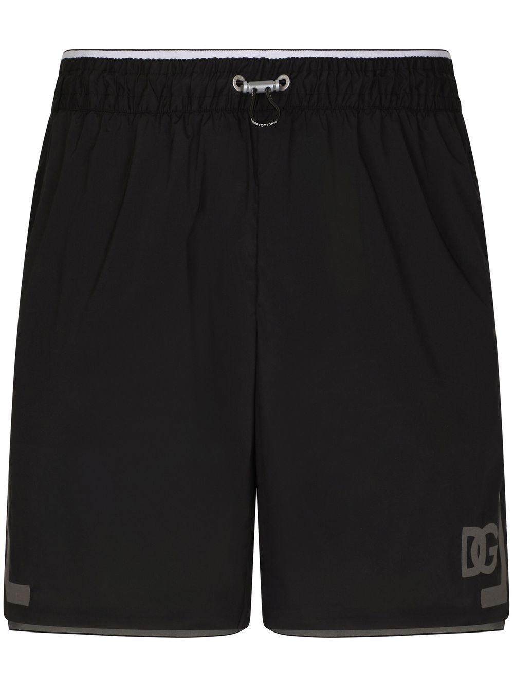 THIGH-LENGTH MONOGRAM-PRINT SWIM SHORTS