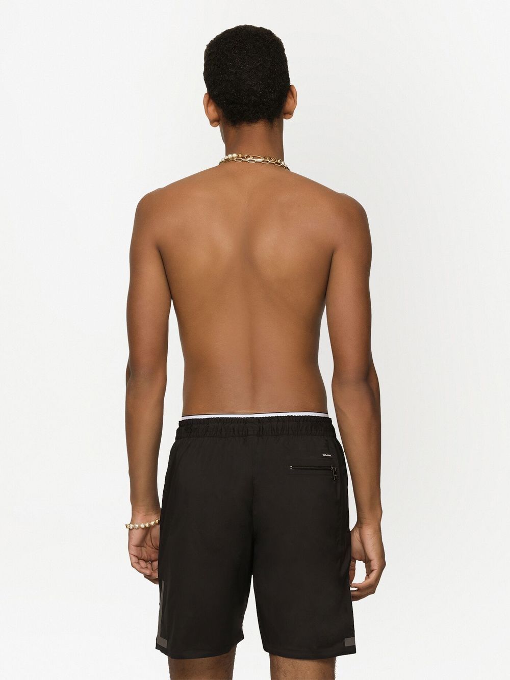 THIGH-LENGTH MONOGRAM-PRINT SWIM SHORTS