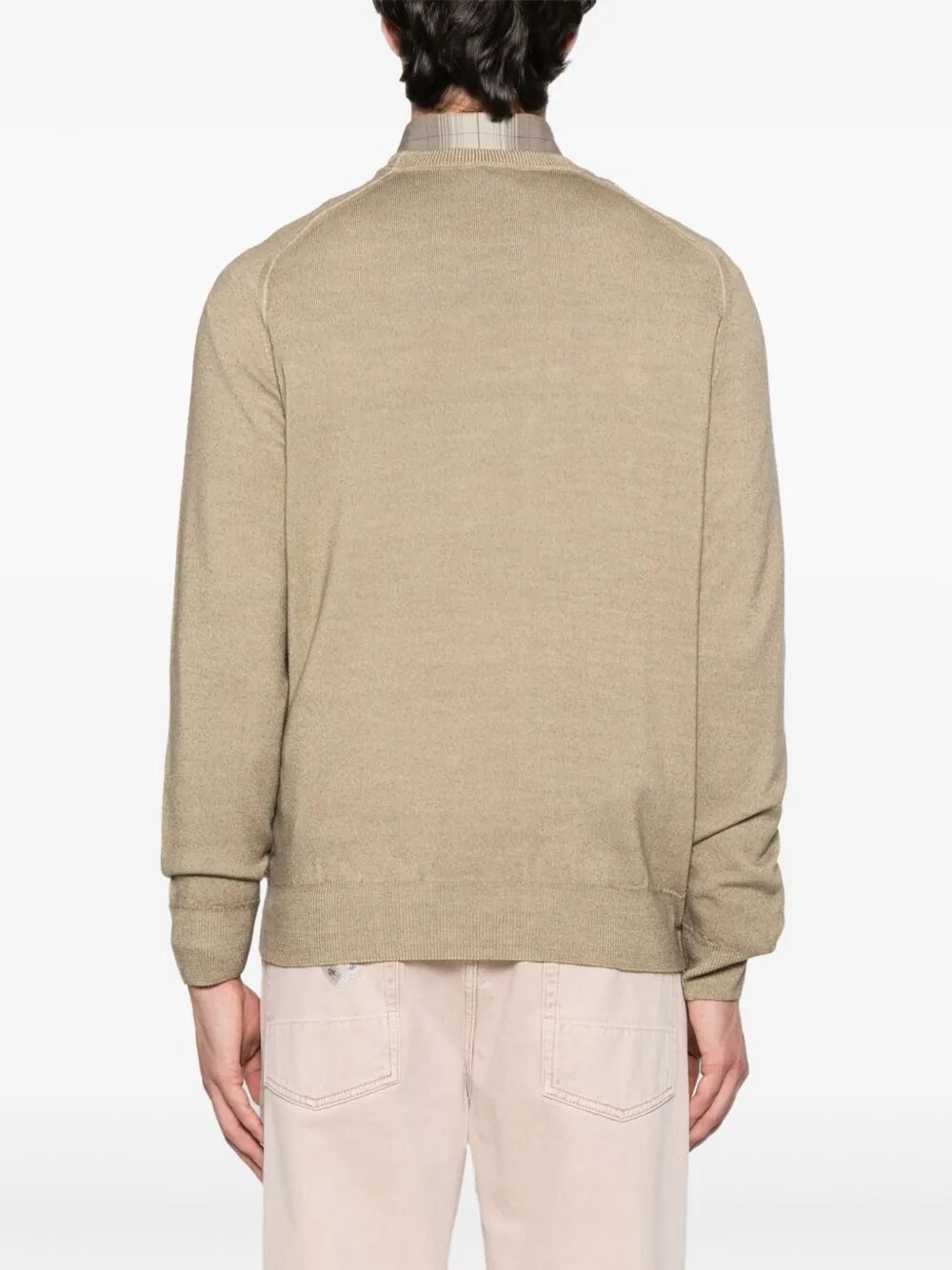 TWO-TONE MIDWEIGHT KNIT WOOL PULLOVER