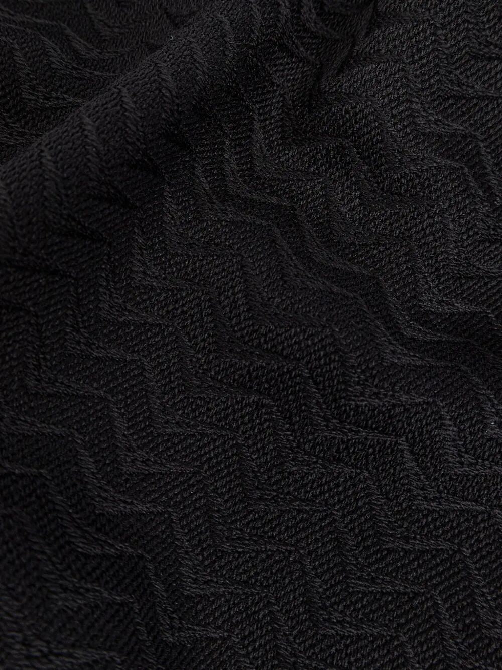 HERRINGBONE PATTERN WOOL FRINGED SCARF