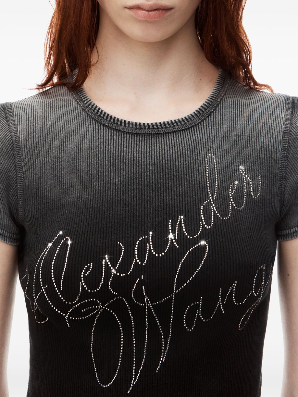 CRYSTAL HOTFIX TEE IN RIBBED JERSEY