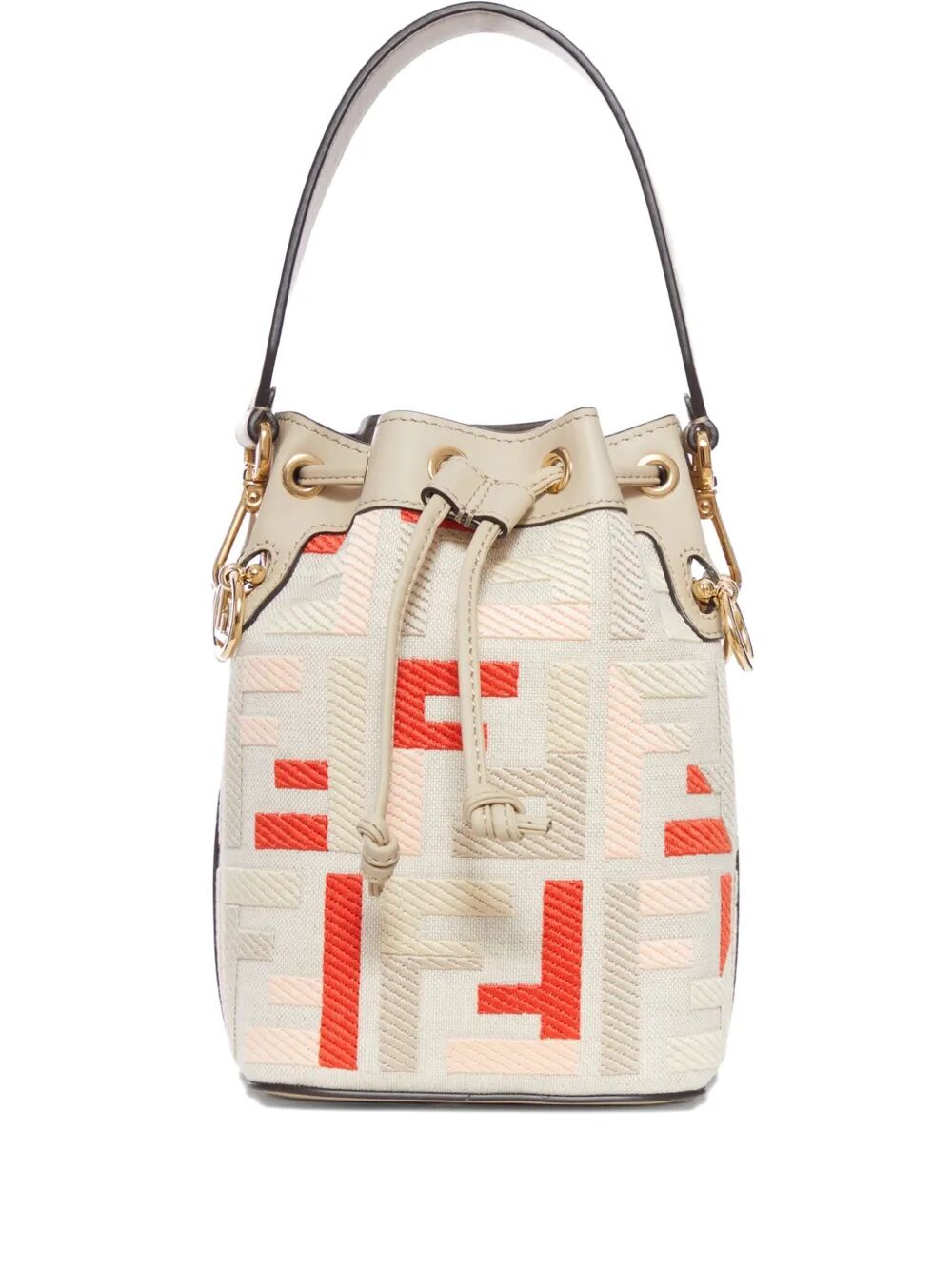 MINI MON TRESOR FF-JACQUARD BUCKET BAG