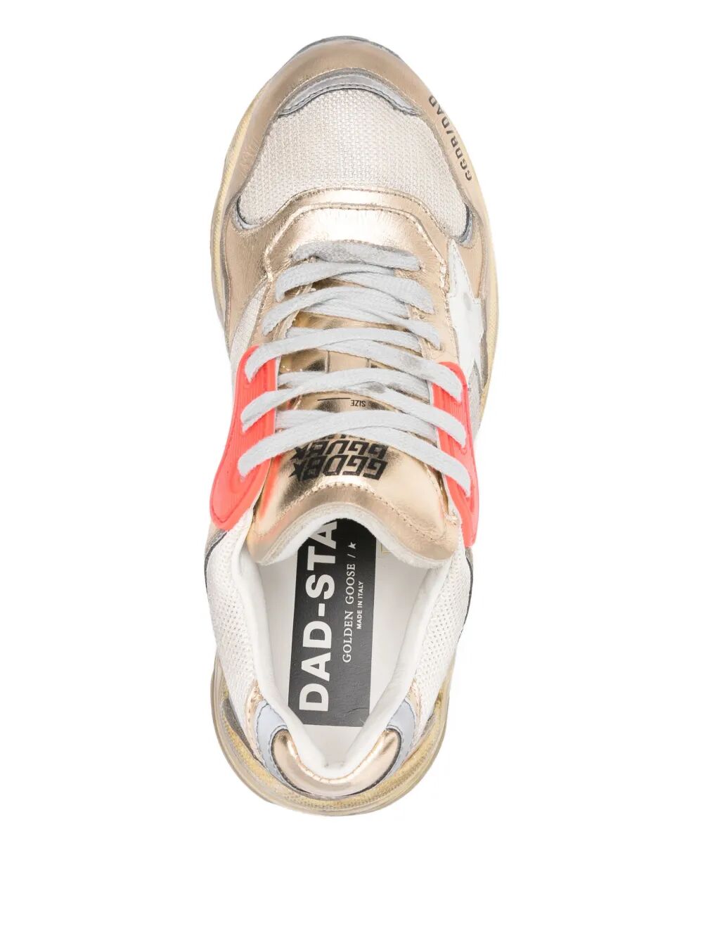 DAD-STAR SNEAKERS IN MESH AND GOLD FOILED LEATHER WITH WHITE LEATHER STAR