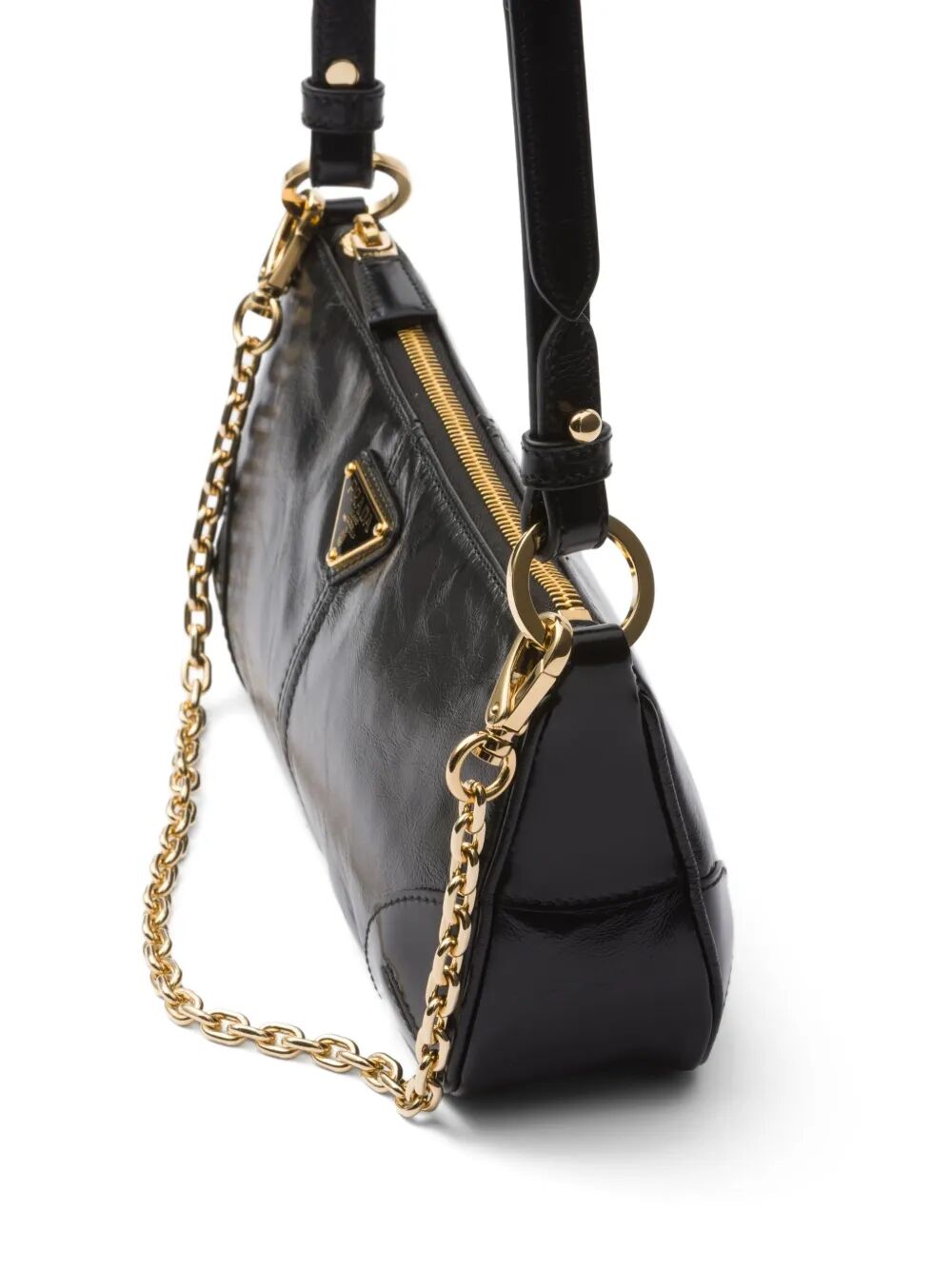 RE-EDITION 2002 MEDIUM SHINY FINISH LEATHER SHOULDER BAG
