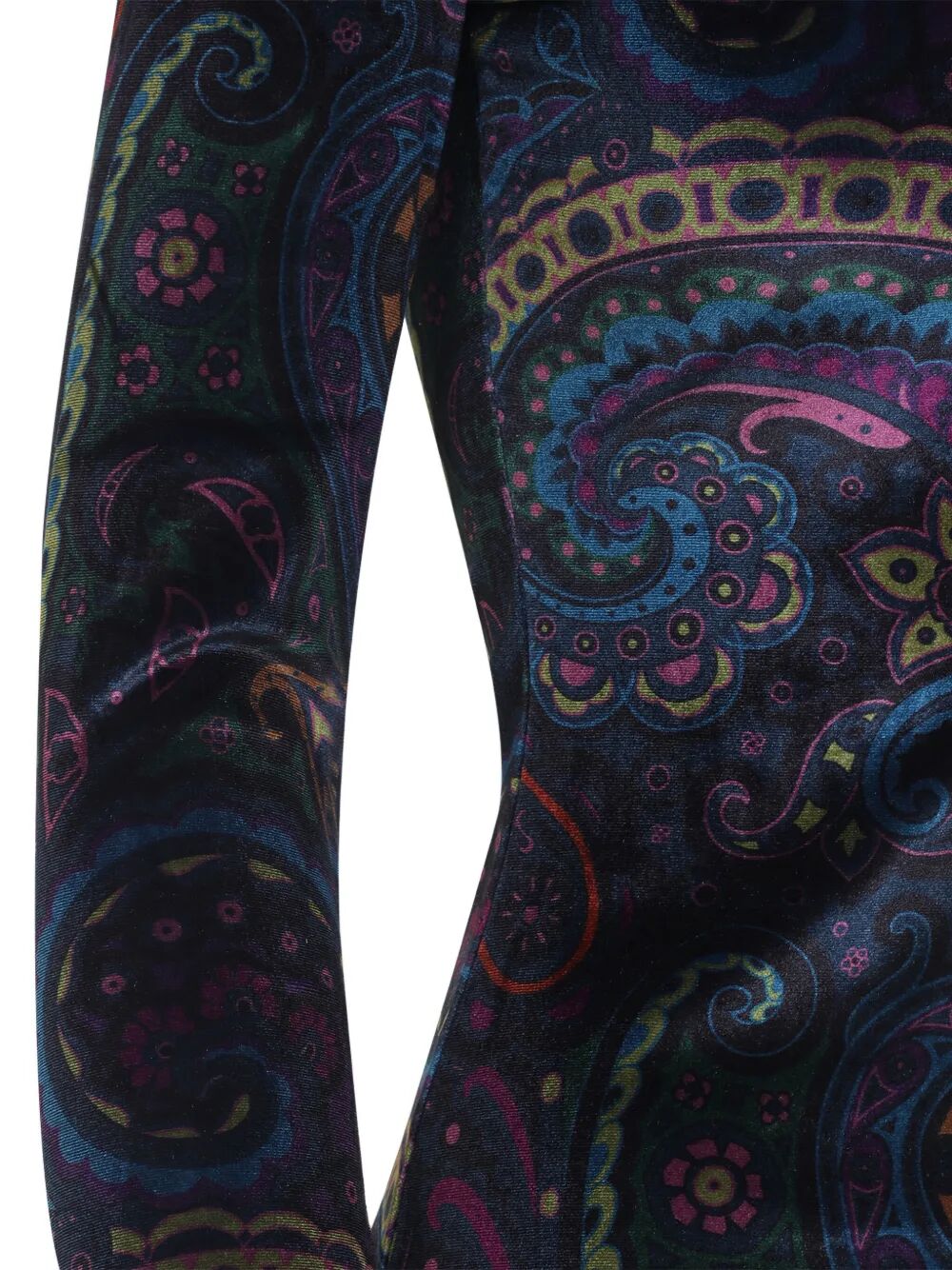 PAISLEY-PRINT LONG-SLEEVED VELVET TOP