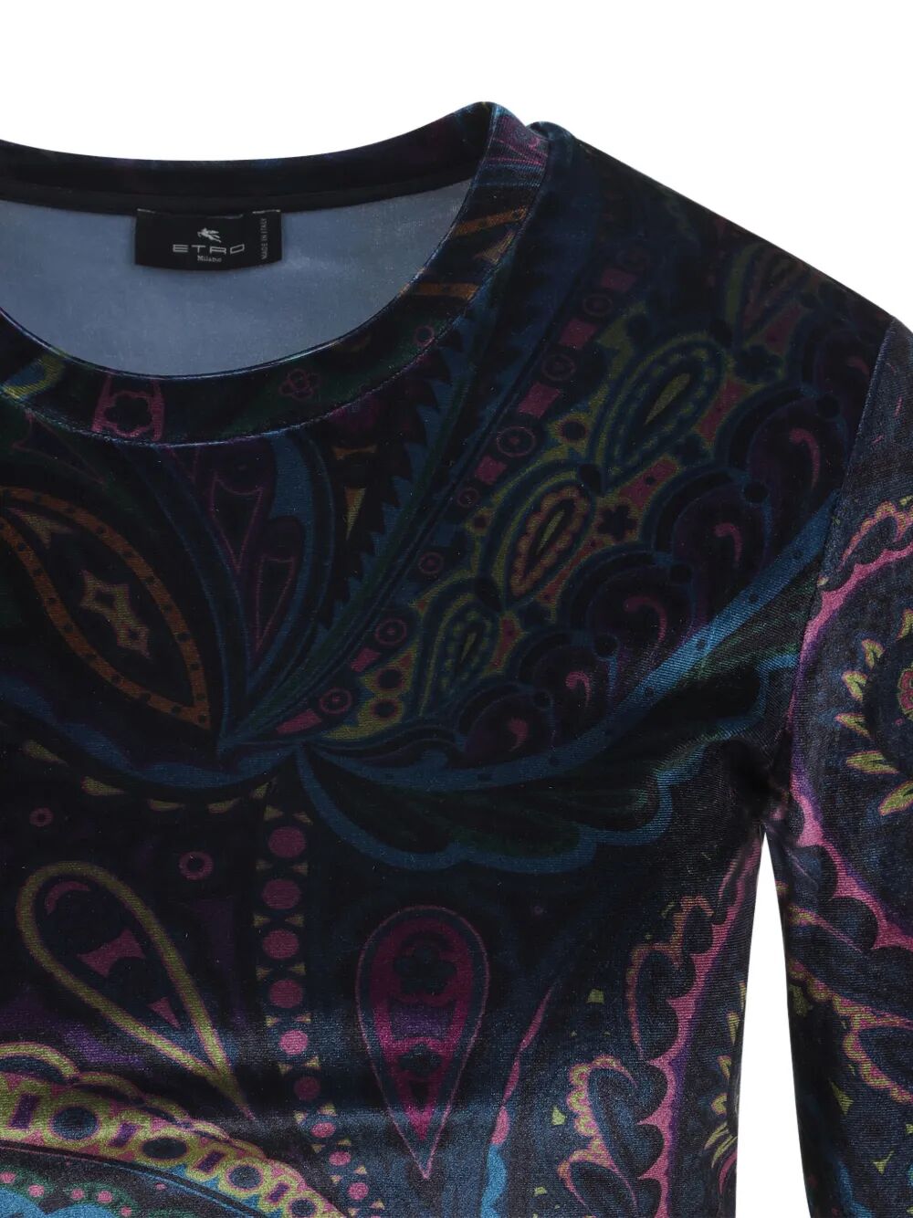 PAISLEY-PRINT LONG-SLEEVED VELVET TOP
