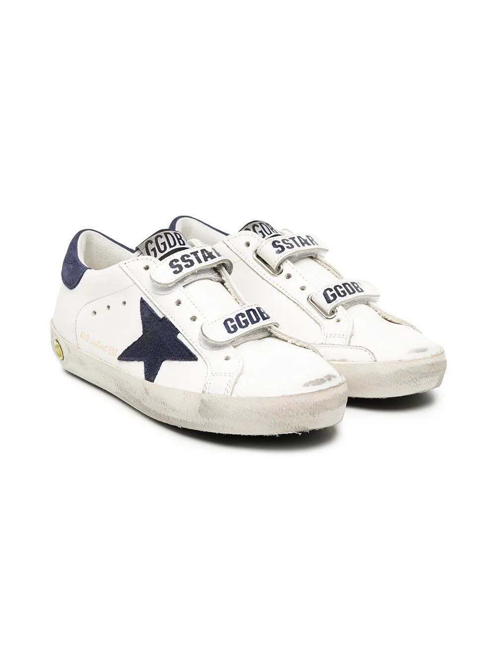 OLD SCHOOL SNEAKERS IN WHITE LEATHER WITH BLUE SUEDE STAR AND HEEL TAB