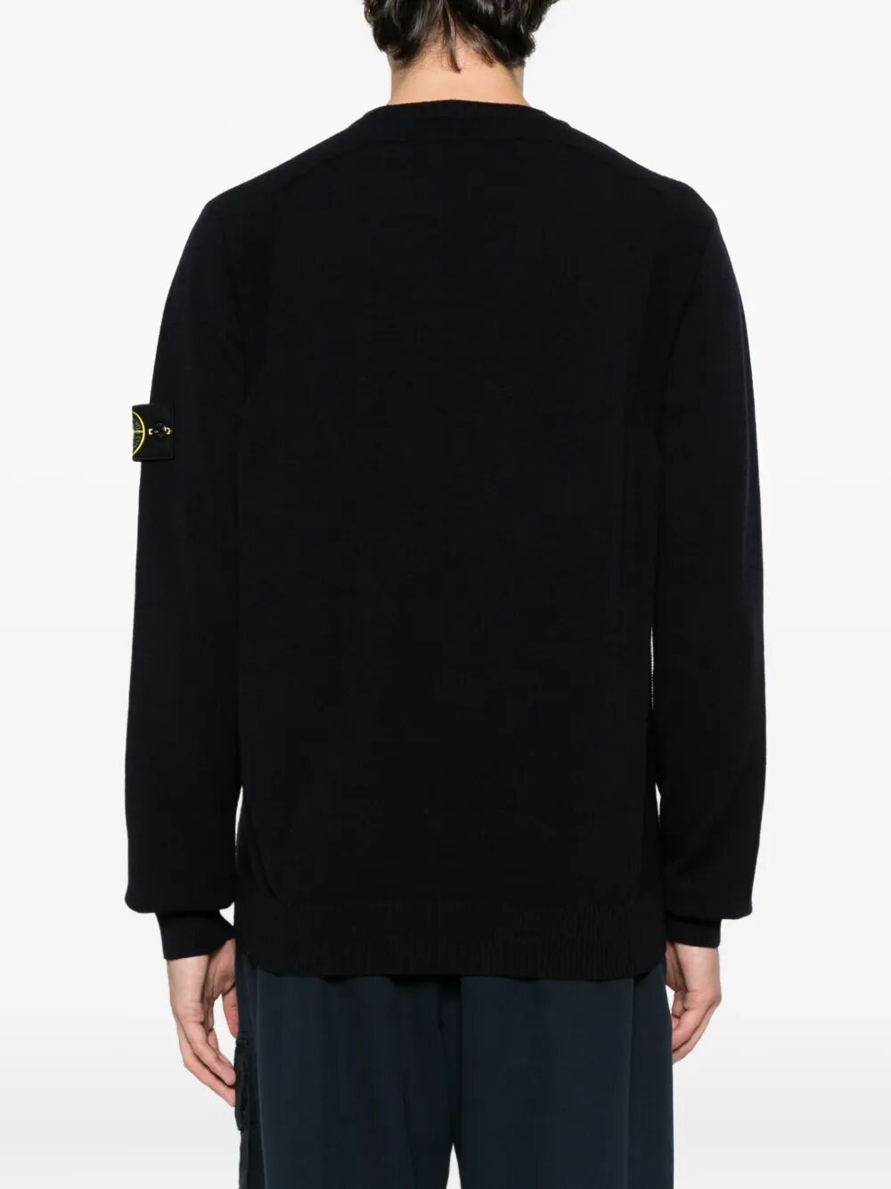 STRETCH WOOL CREWNECK SWEATER WITH REVERSE STITCH DETAILS