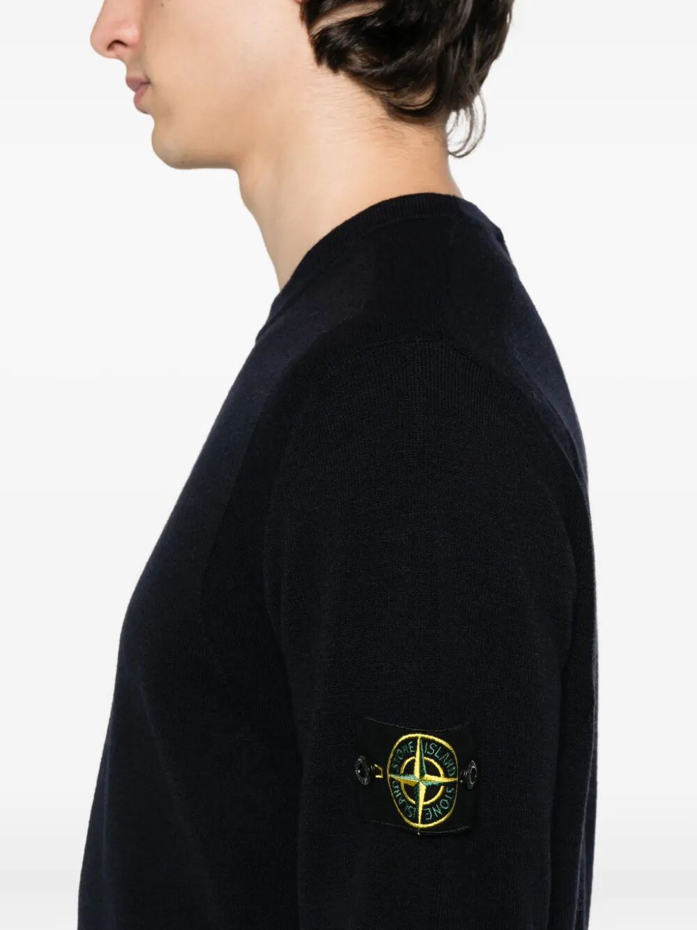 STRETCH WOOL CREWNECK SWEATER WITH REVERSE STITCH DETAILS