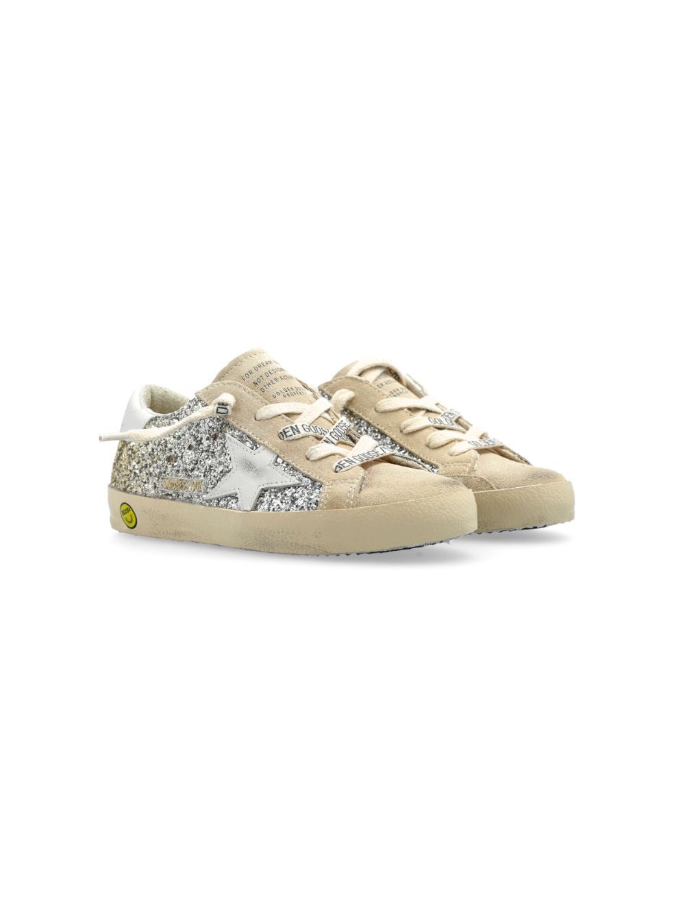 SUPER-STAR GLITTERED SNEAKERS WITH WHITE LEATHER STAR AND HEEL TAB