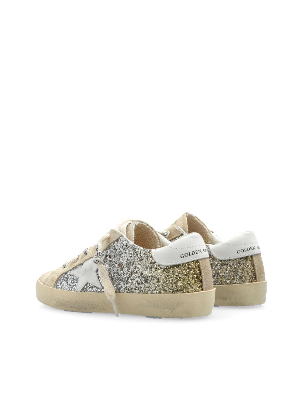 SUPER-STAR GLITTERED SNEAKERS WITH WHITE LEATHER STAR AND HEEL TAB