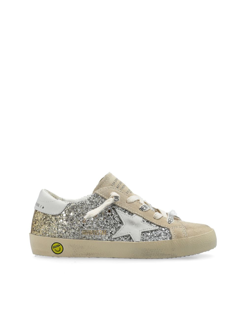 SUPER-STAR GLITTERED SNEAKERS WITH WHITE LEATHER STAR AND HEEL TAB