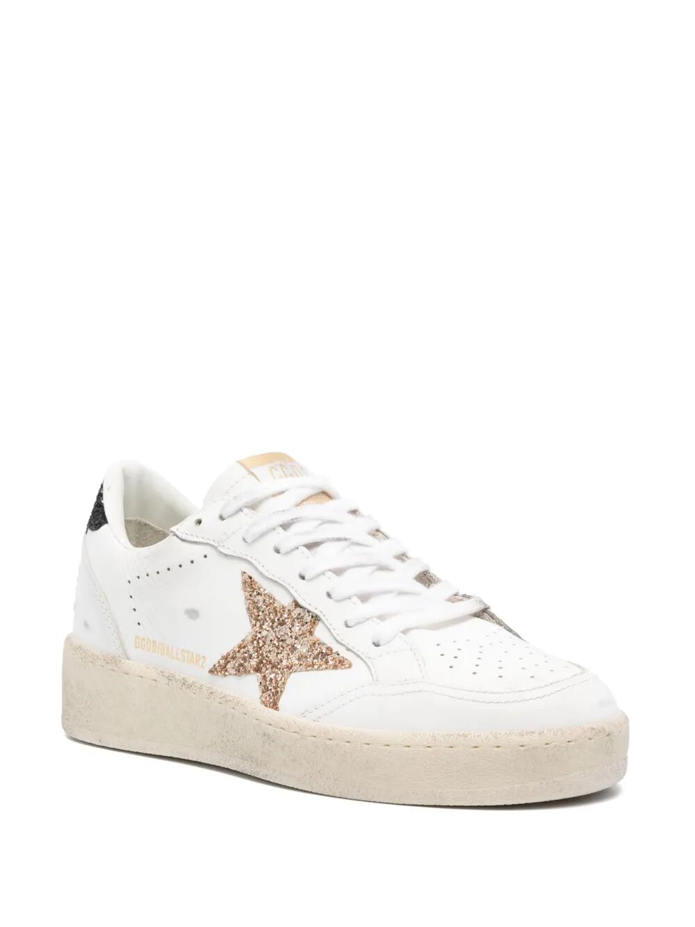 BALL STAR 2 SNEAKERS WITH GOLD GLITTER STAR AND BLACK GLITTER HEEL TAB