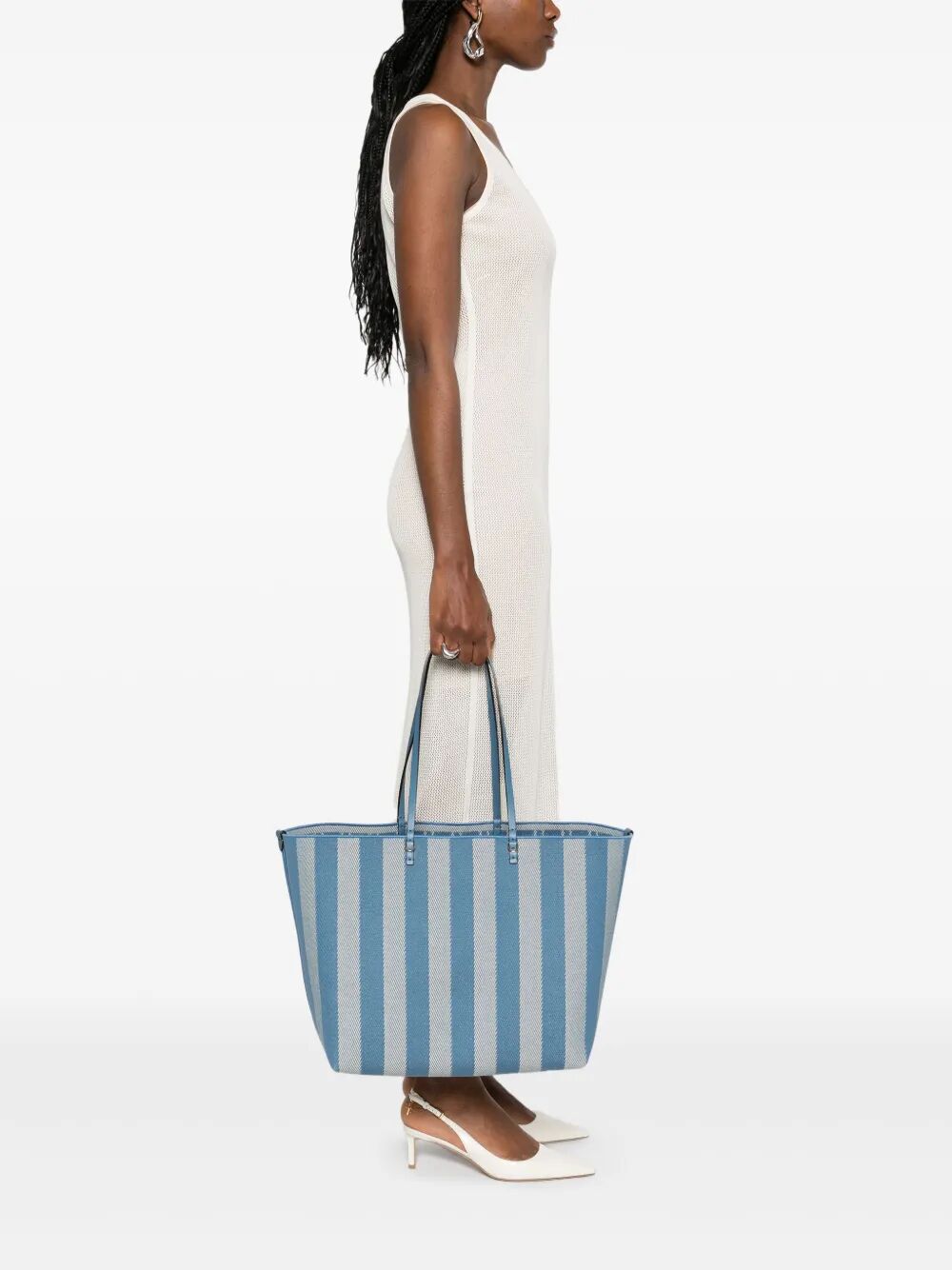 PEQUIN STRIPED AND FF FABRIC ROLL LARGE REVERSIBLE SHOPPER