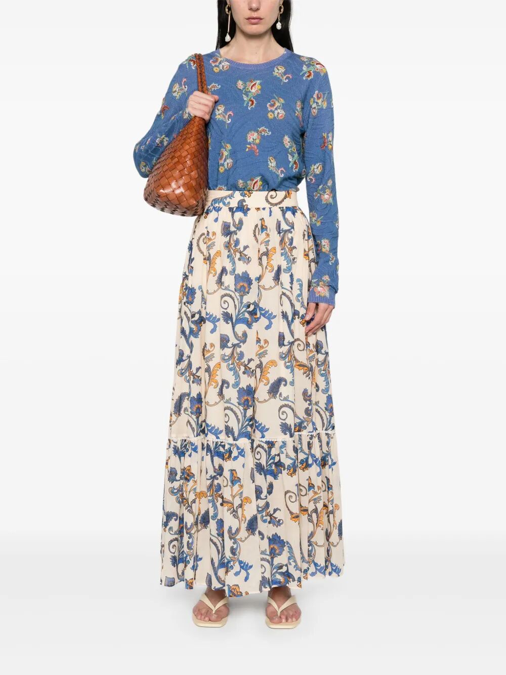 PAISLEY-PRINT COTTON MAXI SKIRT