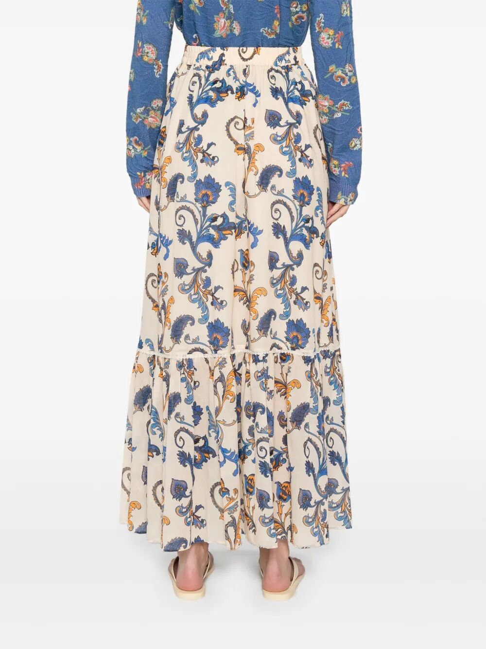 PAISLEY-PRINT COTTON MAXI SKIRT