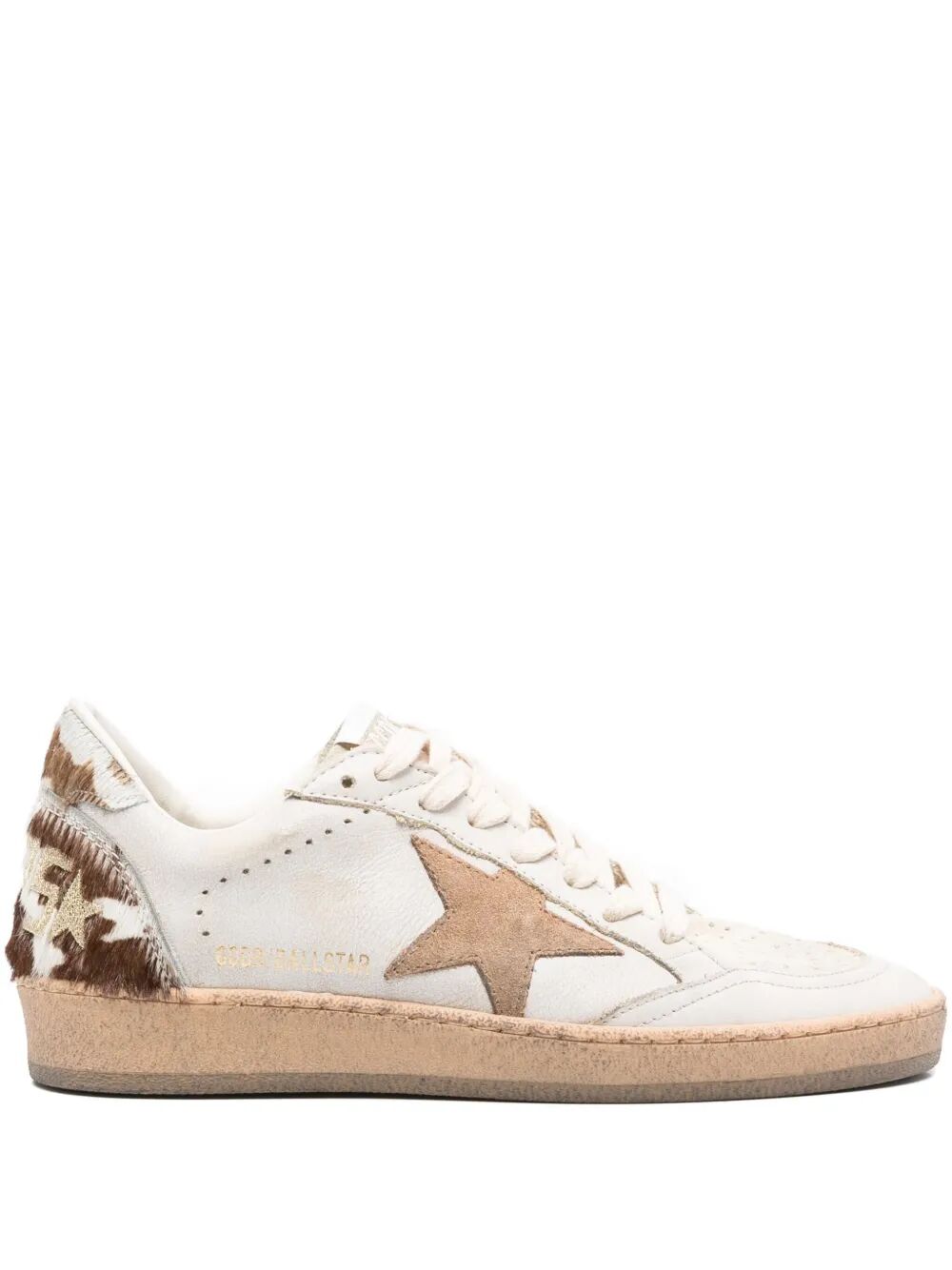 BALL STAR SNEAKERS IN LEATHER WITH SUEDE STAR AND HORSY COW PRINTED HEEL TAB